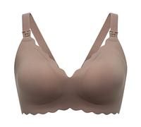 momcozy Nursing Bras for Breastfeeding, Seamless Pregnancy Maternity Bra Wireless Classic Jelly Strip Support Nursing Bra Brown