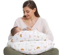 momcozy Nursing Pillow With Breastfeeding - Ergonomic Support & Original Security Fence to Baby' Safety - Making Breastfeeding Easy and Comfort for Mom & Baby - Removable Cotton Cover,Starry Sky