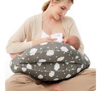 momcozy Nursing Pillow With Breastfeeding - Ergonomic Support & Original Security Fence to Baby' Safety - Making Breastfeeding Easy and Comfort for Mom & Baby - Removable Cotton Cover, Gray