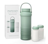 Momcozy Portable Breast Milk Cooler for Outdoor with 2pcs Baby Bottles | Life Saver with 360° Total Cooling for 24h, 650ml Larger Capacity Travel Breastmilk Chiller for Breastmilk Storage, Green