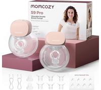 Momcozy S9 Pro Hands-Free Wearable Breast Pump, 2 Modes 9 Levels, Long Battery Life & LED Display, 24mm Portable Breastfeeding Pump, Pink, 2 Count