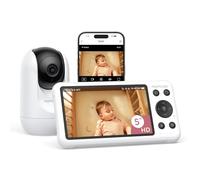 Momcozy Smart WiFi Baby Monitor with Camera and Audio, 5" 1080P Screen with Wall Mount, Motion & Cry Detection, Safe Fence, Clear Night Vision, 5000mAh Battery, 2-Way Talk, Photo & Video Recording