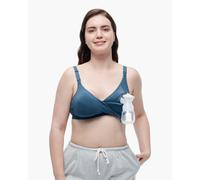 Momcozy Tencel™ Fabric Seamless Breast Pump Bra | Color: Nordic Blue | Size: XL