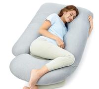 momcozy U Shaped Pregnancy Pillow, Full Body Support Back&Hip, Cooling Grey | Maternity Pillow provides Ergonomic Full Body Support, Standard Size 144x70x20cm, Removable Cover, Machine Washable