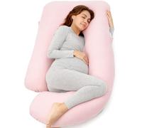 momcozy U Shaped Pregnancy Pillow, Full Body Support, Back&Hip, Cotton Pink