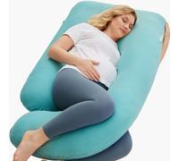 momcozy U Shaped Pregnancy Pillows with Cotton Removable Cover, 57 Inch Full Body Pillow Maternity Support, Must Have for Pregnant Women, Green