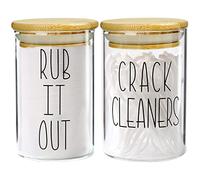 MOMEEMO Apothecary Jars with Lids for Organization, Cotton Round Holder and Floss Pick Storage - Great for Bathroom Decorations and Accessories