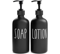 MOMEEMO Matte Black Soap Dispenser Bathroom Set, Contains Hand Soap Dispenser and Lotion Dispenser. Bathroom Soap Dispenser Set Suitable for Bathroom Decor Farmhouse Style. (Black)