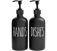MOMEEMO Soap Dispenser Set 2 Pack, Contains Dish Soap and Hand Soap Dispenser with Black Plastic Pumps, Perfect for Kitchen Decor.16 Oz (Black)