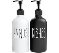 MOMEEMO Soap Dispenser Set 2 Pack, Contains Hand and Dish Soap Dispenser, Perfect for Black and White Kitchen Decor. (Black & White)