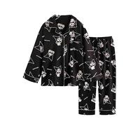 MOMEITU Kawaii Pajamas Women's Home Clothes Cute Rabbit Long-Sleeved Pajamas Thin Spring and Autumn Clothes, Black, XXL