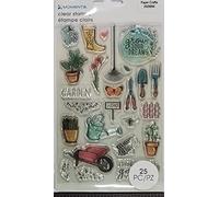 Momenta Garden Grow Clear Stamps Set of 25 Wheel Barrow Rake Gardening Tools Watering Can