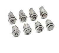 Momentary 12mm Flat Ring Reset Metal Button Start Stop Power Switch With LED Light 1Pcs(White LED,MOMENTARY_3-6V)