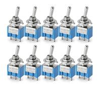 momentary power switch 10Pcs MTS102 103 202 203 3/6Pin Toggle Switch ON-ON/ON-OFF-ON Mini Rocker Switch For Car Truck With Solder Terminals Starter Button(3Pin ON-OFF-ON)