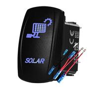 momentary power switch 12V/24V Blue Light Illuminated Button Rocker Fit For Switch High Low Zombie Spot Lights Fit For Trucks RVs Boats Marine Starter Button(SOLAR)