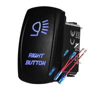 momentary power switch momentary power switch 12V/24V Blue Light Illuminated Button Rocker Switch High Low Zombie Spot Lights Fit For Car Trucks RVs Boats Marine(RIGHT BUTTON)