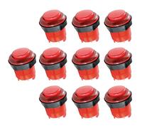 Momentary Push Button, 10PCS 28mm High Round Momentary Push Button Switch, 5A 12V Arcade Game Parts, LED Illuminated Push Button Arcade Button, Switch Game Machine Retirement Switch (Red)