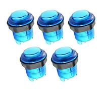 Momentary Push Button, 5PCS 28mm High Round Momentary Push Button Switch, 5A 12V Arcade Game Parts, LED Illuminated Push Button Arcade Button, Switch Game Machine Retirement Switch (Blue)