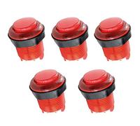 Momentary Push Button, 5PCS 28mm High Round Momentary Push Button Switch, 5A 12V Arcade Game Parts, LED Illuminated Push Button Arcade Button, Switch Game Machine Retirement Switch (Red)