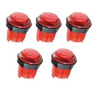 Momentary Push Button, 5PCS 28mm Mini Momentary Push Button Switch，5A 12V Arcade Game Parts, LED Illuminated Push Button Arcade Button, Switch Game Machine Retirement Switch (Red)