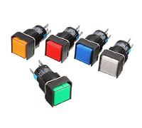 Momentary Push Button Switch, 5 Pins Mini Momentary Switch for 16mm Diameter Mounting Hole (DC 12V - Red, 5Pcs)