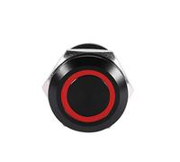 Momentary Push Button Switch, Flush Mount, Low Profile, 12v LED Car Switch, Metal, Red LED Light, for Car Dashboard, Interior Lighting, Door Panel, Glove Box, Trunk