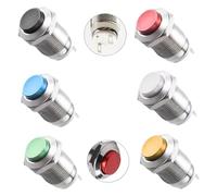 Momentary Push Button Switch Stainless Steel Metal High Head Self Reset Switch for Doorbell Bell Horn 12mm 5/20pcs(Silver,5PCS)