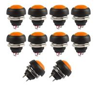 Momentary Push Button Switches, Ampper 2 Pin On/Off AC 250V/1A 125V/3A DC 12V/3A 12MM Round SPST Normal Open Pushbutton Momentary Switches (Orange, Pack of 10)