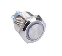 Momentary Ring LED Illuminated Push Button 1NO Brass Nickel 2 Screw Terminal Waterproof Metal Switch IDGTTLDF(High Flush Head,RING LED_24V)