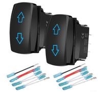 Momentary Rocker Switch, 7-Pin DPDT Waterproof for toggle with Blue LED Backlight for Marine Car RV Boat, 12V 20A On-Off-On(2PCS)
