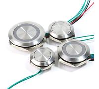 Momentary Self Reset Metal Push Button Switch With Wire 1Pcs(16_BLACK_12-24V)