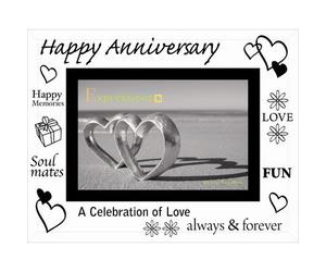Moments Bevelled Glass Happy Anniversary Photo Frame