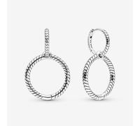 (Moments Charm Double Hoop Earrings 299562C00) (Sparkling Pandora Logo Stud Earrings Sterling silver 290559CZ) Genuine Pandora Sterling Silver S925 ALE Pavé Hoop Earrings With Pouch