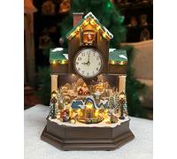 MOMENTS IN TIME 17.1" H Christmas Decor Cuckoo Clock with Christmas Village Scene, with LED Lights, Christmas Music, and Animation - Power Adapter (Included)