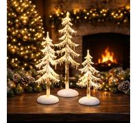 Moments in Time Acrylic Icicle Trees 3-Pack LED Battery Operated Light-Up Christmas Decoration Elegant Tabletop Holiday Décor Winter Frost Tree Set with Warm White Lights