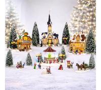 MOMENTS IN TIME Christmas Village 30 pc Set, with LED Lights, Battery Operated (not Included)