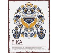 Moments of Warmth and Fika - Scandinavian Wall Decor Poster - 8x10 Unframed Swedish Folk Art Print for Kitchen Living Room Office - Nordic Home Gift for Women Christmas Midsummer or Rustic Cozy Décor