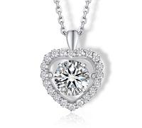 MomentWish Angel Wings Necklace for Girls, 1 Carat Moissanite Heart Necklace for Women S925 Sterling Silver Halo Necklace