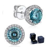 MomentWish Birthstone Earrings,2Carat Moissanite Stud Earrings for Women, Anniversary Halloween Birthday Gifts, 925 Sterling Silver Earrings |March Birthstone Gifts