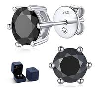 MomentWish Black Moissanite Earrings, 1 Carat/5mm Simulated Diamond Stud Black Earrings for Men Sparkly Solitaire Earring for Women-6 Prong