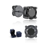MomentWish Black Moissanite Mens Stud Earrings，1-2 Carat Simulated Diamond Sterling Silver Black Earrings for Women Hypoallergenic Square Sparkly Earrings Jewellery Gifts for Men Ladies
