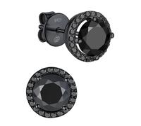 MomentWish Black Stud Earrings, 1 Carat/5mm Moissanite Earrings for Women Men Simulated Diamond 925 Sterling Silver-Halo Studs