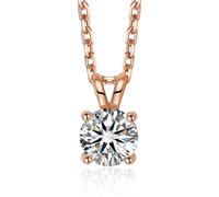 MomentWish Dancing Necklace for Women, 2 Carat Moissanite Heart Necklace Rose Gold Plated 925 Sterling Silver Pendant Anniversary Birthday Gift for Wife Mom Girlfriend-Heart