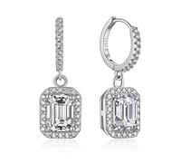 MomentWish Drop Hoop Earrings, Birthday Gifts for Women, 2Carat Moissanite Drop Dangle Earrings 925 Sterling Silver, Valentines Day Holiday Gifts for Her