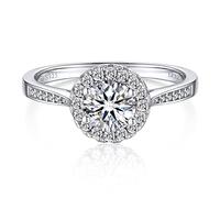 MomentWish Engagement Ring for Women, Moissanite Wedding Ring, D Color VVS1 Simulated Diamond Ring, S925 Sterling Silver Promise Ring for Her Size-O