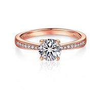 MomentWish Engagement Rings, Moissanite Ring, Promise Ring Rose Sterling Silver Rings for Women Engagement Wedding Rings U 1/2