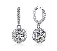 MomentWish Huggie Hoop Earrings, Wedding Gifts for Her, 2Carat Moissanite Drop Earrings for Women, 925 Sterling Silver, Birthday Holiday Valentines Day Gifts