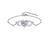 MomentWish Infinity Bracelet, 1 Carat Moissanite Love Heart 925 Sterling Silver Bracelet for Women Simulated Diamond