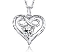 MomentWish Infinity Heart Necklace, Gifts for Women, 1Carat Moissanite Love Necklace for Woman 925 Sterling Silver Heart Necklace, Birthday Anniversary Jewelry Gifts