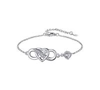MomentWish Inifinity Heart Bracelet, 0.5Carat Moissanite Bracelet for Women, D Color VVS1 Simulated Diamond 925 Sterling Silver Infinity Bracelets
